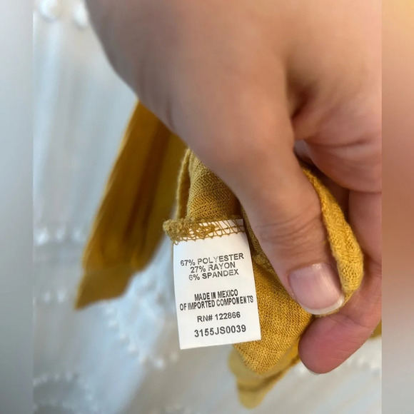 Chenault long sleeve mustard yellow waffle knit blouse size L - Picture 6 of 8